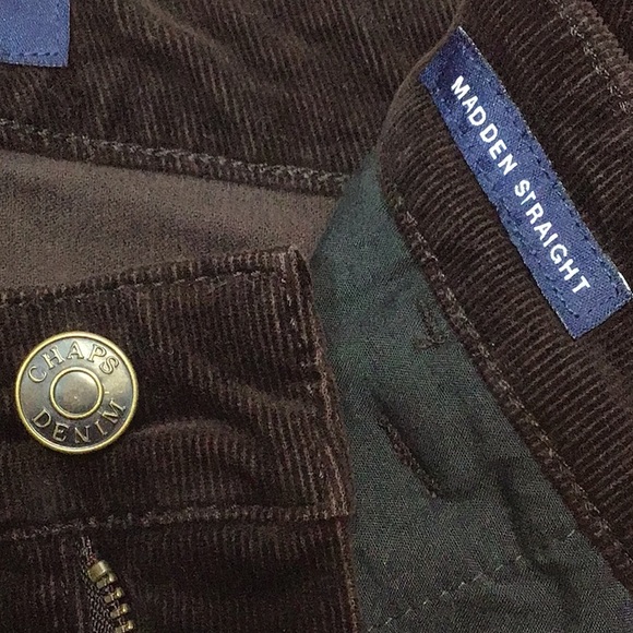 CHAPS Corduroy Dark Brown Slimming Stretch 5 Pocket Zip Front - Picture 4 of 11